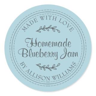 Rustic Homemade Blueberry Jam Canning Blue Glow Classic Round Sticker