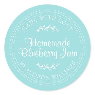 Rustic Homemade Blueberry Jam Canning Turquoise Classic Round Sticker