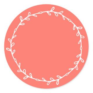 Rustic Homemade Bright Coral Write On Classic Round Sticker