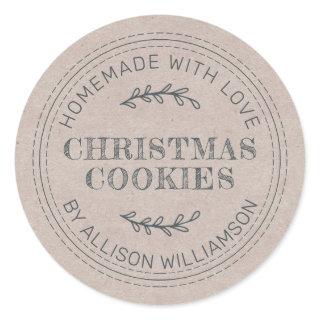 Rustic Homemade Christmas Cookies Kraft Paper Classic Round Sticker