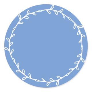 Rustic Homemade Cornflower Blue Write On Classic Round Sticker