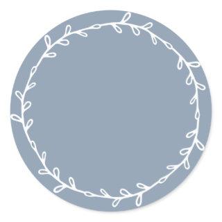 Rustic Homemade Dusty Blue Write On Classic Round Sticker