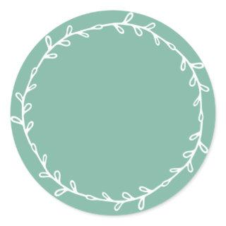 Rustic Homemade Dusty Jade Green Write On Classic Round Sticker