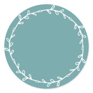 Rustic Homemade Dusty Turquoise Write On Classic Round Sticker