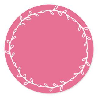 Rustic Homemade Hot Pink Write On Classic Round Sticker