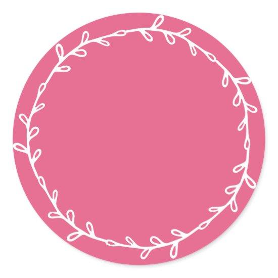 Rustic Homemade Hot Pink Write On Classic Round Sticker