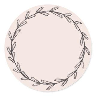 Rustic Homemade Jam Can blush Pink write on Classic Round Sticker