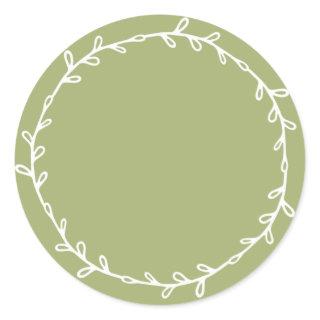 Rustic Homemade Leaf Green Write On Classic Round Sticker