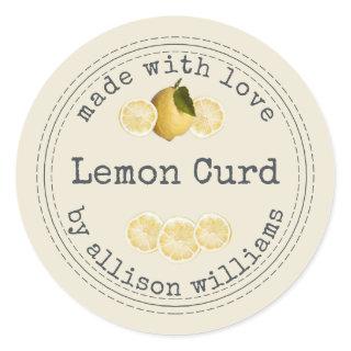 Rustic Homemade Lemon Curd Antique White Classic Round Sticker