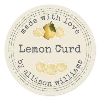 Rustic Homemade Lemon Curd Antique White Classic Round Sticker