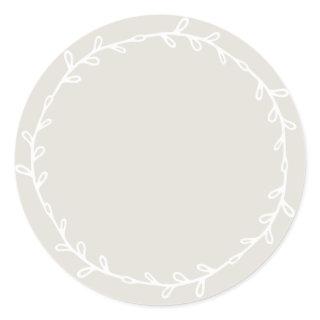 Rustic Homemade Light Gray Write On Classic Round Sticker