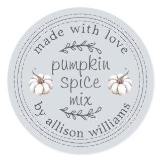 Rustic Homemade Pumpkin Spice Mix Blue Classic Round Sticker