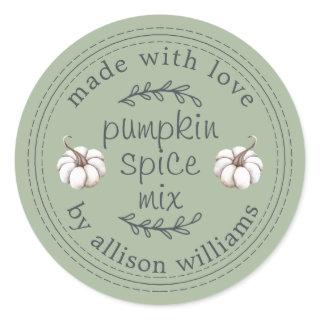 Rustic Homemade Pumpkin Spice Mix Green Classic Round Sticker