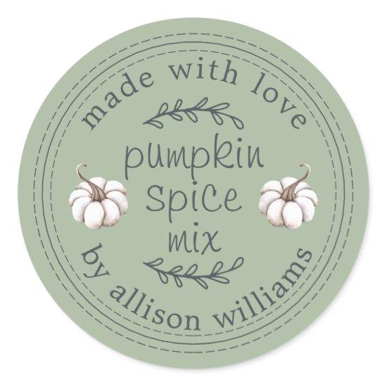 Rustic Homemade Pumpkin Spice Mix Green Classic Round Sticker