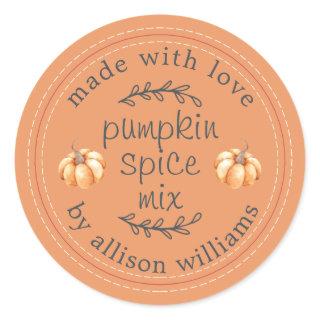 Rustic Homemade Pumpkin Spice Mix Orange Classic Round Sticker