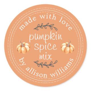 Rustic Homemade Pumpkin Spice Mix Orange Classic Round Sticker