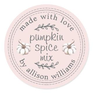 Rustic Homemade Pumpkin Spice Mix Pink Classic Round Sticker