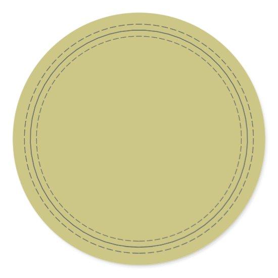 Rustic Homemade Simple Olive Green Write On Classic Round Sticker