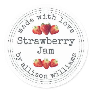 Rustic Homemade Strawberry Jam Classic Round Sticker