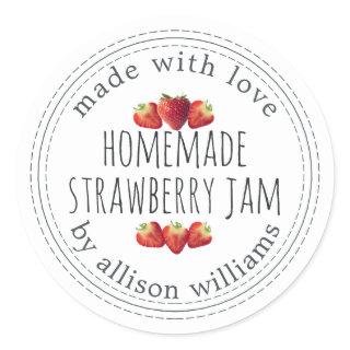 Rustic Homemade Strawberry Jam White Classic Round Sticker