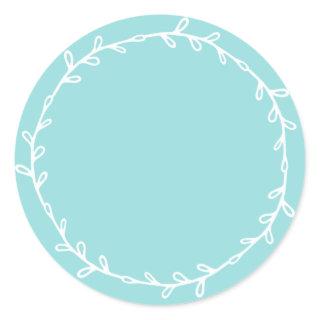 Rustic Homemade Turquoise Blue Write On Classic Round Sticker