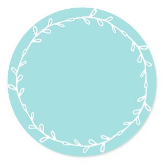 Rustic Homemade Turquoise Blue Write On Classic Round Sticker