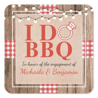 Rustic I Do BBQ Engagement Party Couples Shower Square Sticker