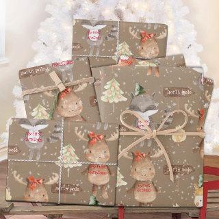 Rustic Kraft Baby First Christmas Animals Add Name  Sheets