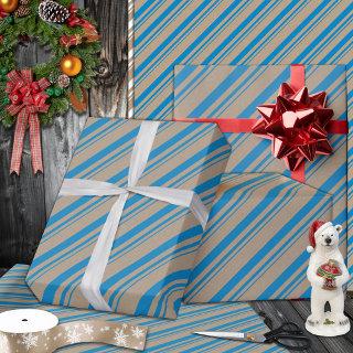 Rustic Kraft Capri Blue Stripes Holiday