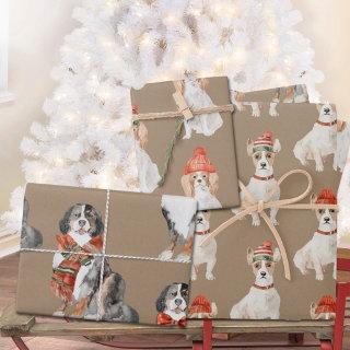 Rustic Kraft Dogs Dressed for Christmas  Sheets
