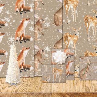 Rustic Kraft Elegant Snowy Winter Animals  Sheets