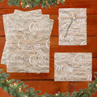 Rustic Kraft Elegant White Script Merry Christmas  Sheets