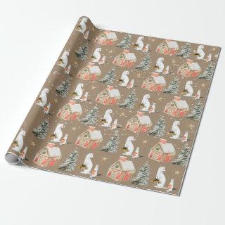 Rustic Kraft Gift-Giving White Ermines Holiday