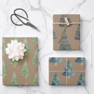 Rustic Kraft Hand Painted Pine & Spruce Trees  Sheets