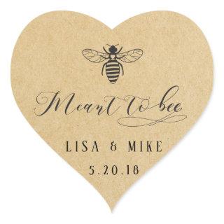 Rustic Kraft Meant to Bee Honey Wedding Favor Heart Sticker