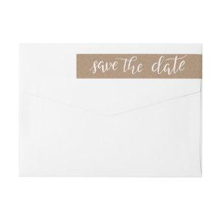 Rustic Kraft Paper Save The Date Typography Wrap Around Label