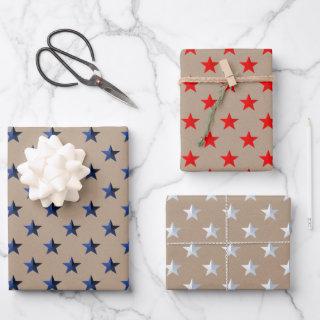 Rustic Kraft Red White & Blue US Flag Stars  Sheets