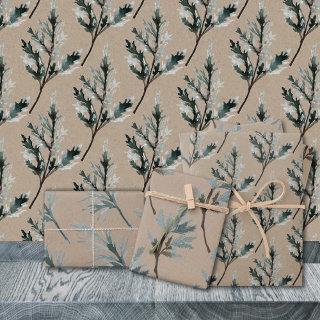 Rustic Kraft Silver Blue Spruce Tree Branches  Sheets