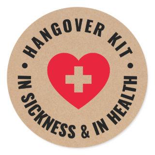 Rustic Kraft Wedding Hangover Recovery Kit  Classi Classic Round Sticker