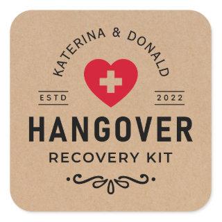 Rustic Kraft Wedding Hangover Recovery Kit  Classi Square Sticker