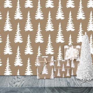 Rustic Kraft White Woodland Christmas Spruce Trees  Sheets