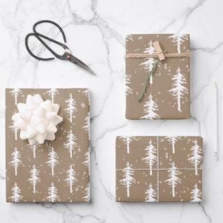 Rustic Kraft White Woodland Sparse Spruce Trees  Sheets
