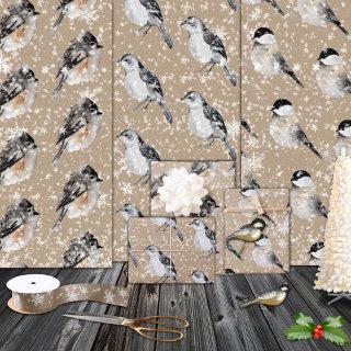 Rustic Kraft Winter Birds Sparrows Chickadees  Sheets