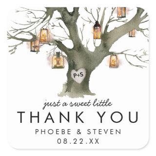 Rustic Lanterns Oak Tree Sweet Wedding Favor Square Sticker