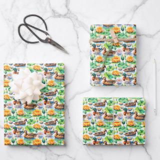 Rustic Mallard Ducks Blue Winged Teal Lilly Pads   Sheets
