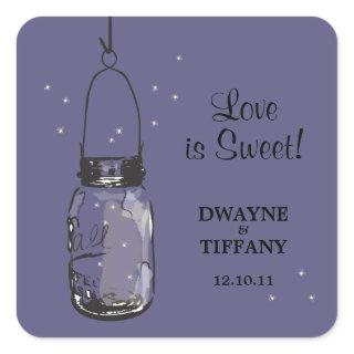 Rustic Mason Jar & Fireflies Square Sticker