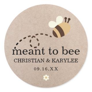 Rustic Meant To Bee Wedding Classic Round Sticker