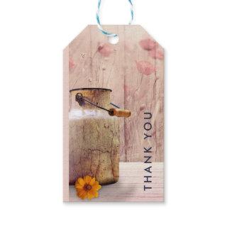 Rustic Milk Can Country Style on Wood Thank You Gift Tags