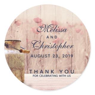 Rustic Milk Can Country Wedding Thank You Classic Round Sticker