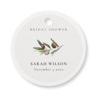 Rustic Minimal Olive Branch Foliage Bridal Shower Favor Tags